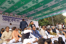 বঙ্গবন্ধু এভিনিউয়ে ঢাকা দক্ষিণ আ.লীগের প্রতিবাদ সমাবেশ